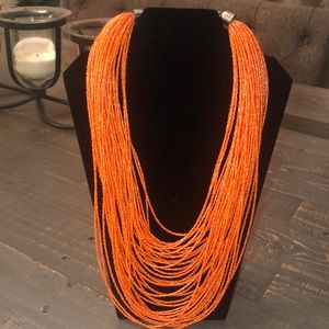 Orange seed bead necklace